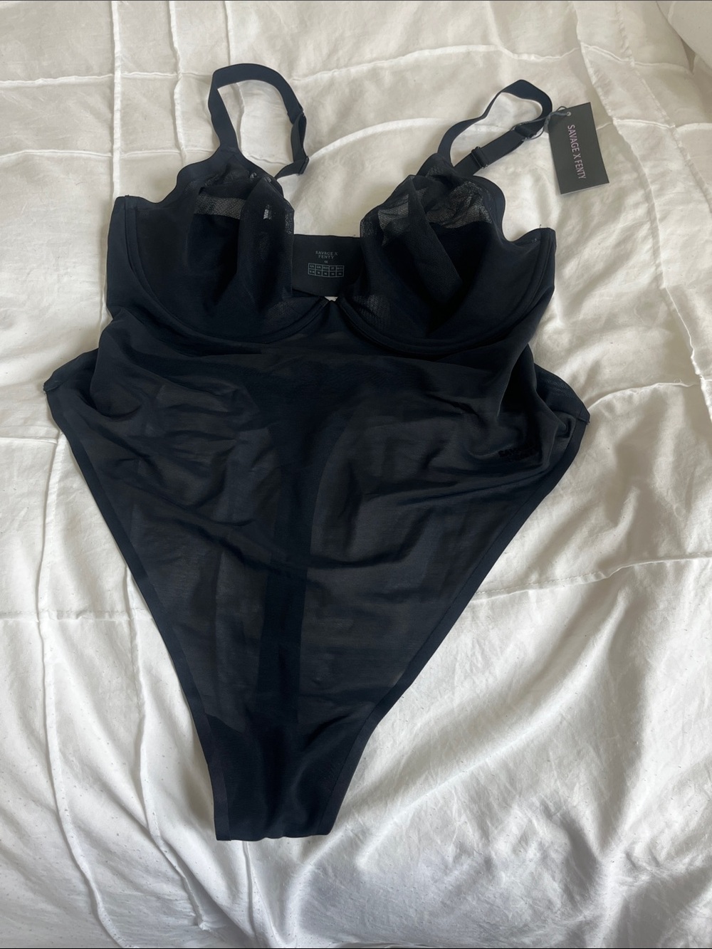 Savage X Fenty Black Sheer Underwire Bodysuit